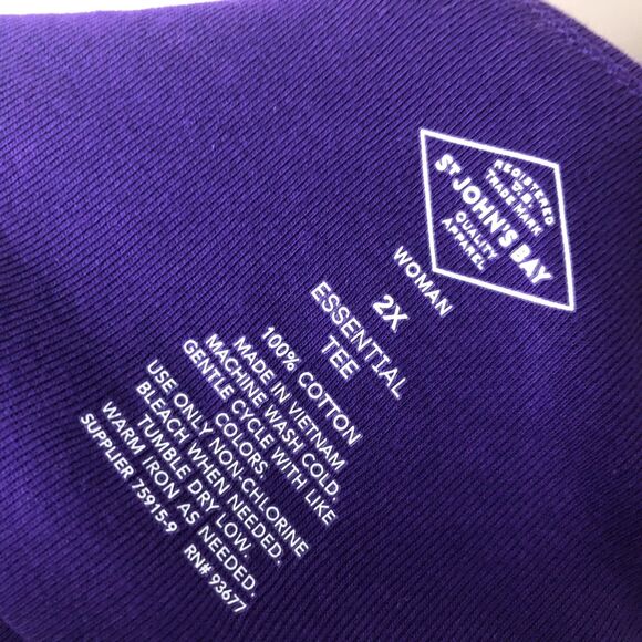 St Johns Bay Women's Essential Tee Long Sleeve 100% Cotton Scoop Neck Size 2X - Picture 4 of 4
